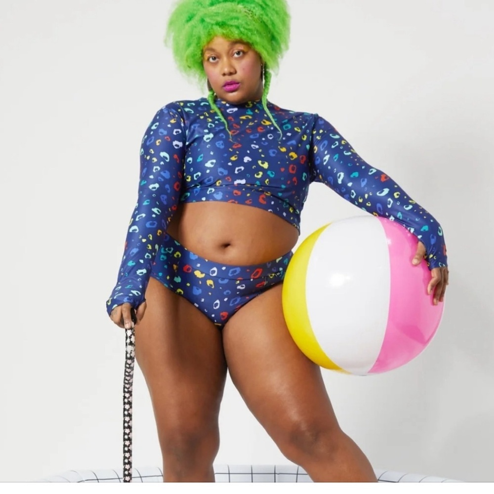 TomboyX Swim Shield Crop Top and High Waisted Hipster